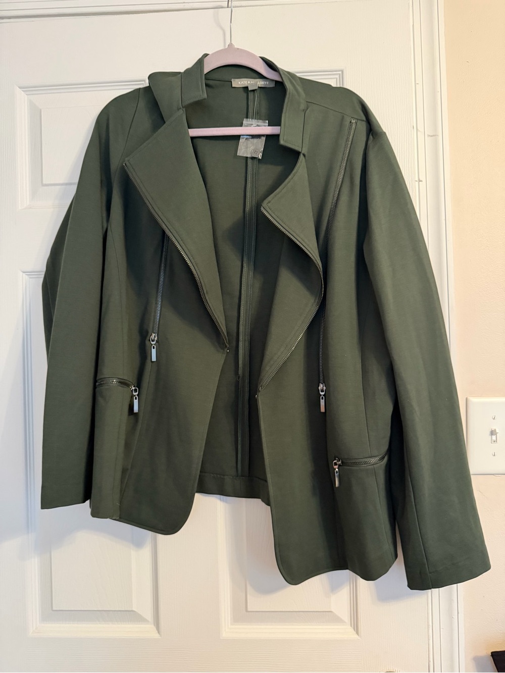 Kate & Mallory Olive Green Utility Jacket with Zip Details